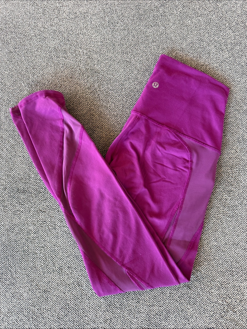 Lululemon Purple Leggings with Mesh side detail